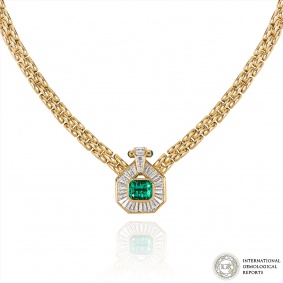 Yellow Gold Columbian Emerald & Diamond Necklace 2.50ct